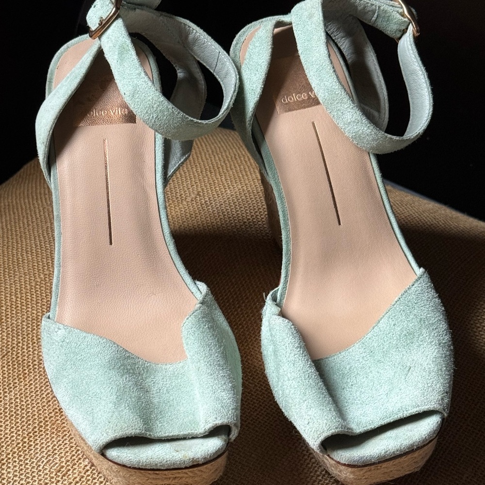 Dolce Vita Mint Green Suede Platform Wedges